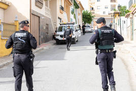 Agentes de la Guardia Civil intervienen en una operación contra la marihuana ayer en Láchar.