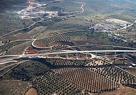 Vista aérea del primer acueducto de la variante.