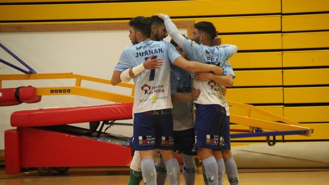 Los jugadores de Inagroup El Ejido celebran uno de los últimos goles de la temporada.