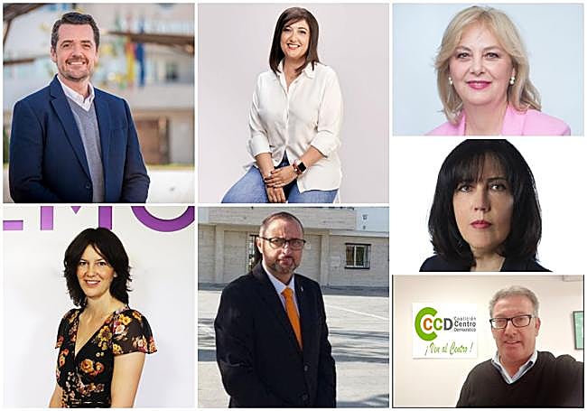 Antonio Manuel Membrilla (PP), Dolores Cañavate (PSOE), Mari Ángeles Bernabé (IU), Sofía Díaz (Podemos), David Márquez (CS), María de la Cruz Lozano (Vox) y José Antonio Martínez (CCD).