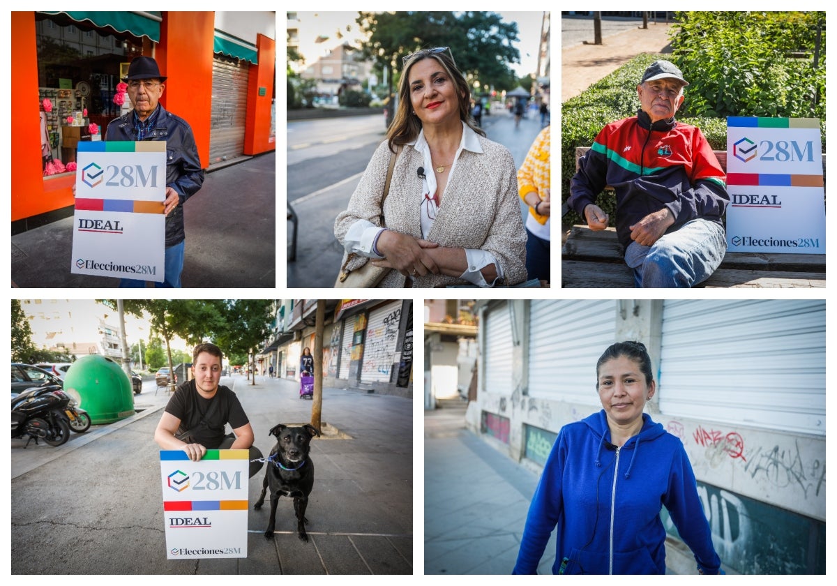 Victoriano, María Angustias, Antonio, Ruth y Manuel, vecinos y trabajadores de Ronda, posan para IDEAL.