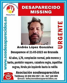 Andrés López González, desaparecido en Granada este 21 de mayo.