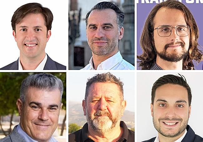 De izquierda a derecha y de arriba a abajo, los candidatos de PP, PSOE, Podemos, Cs, IU y Vox.