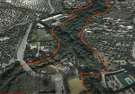 En rojo, por donde irán los colectores en el Puente de la Sierra.