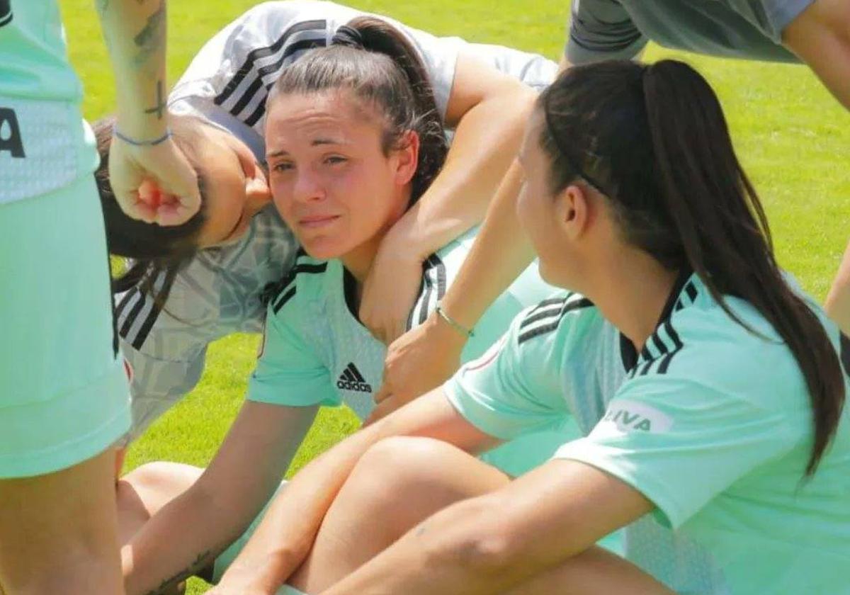 Alba Pérez, emocionada tras vencer 0-3 a Osasuna en el 'play off'.