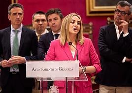 Marifrán Carazo en comparecencia en el Ayuntamiento.