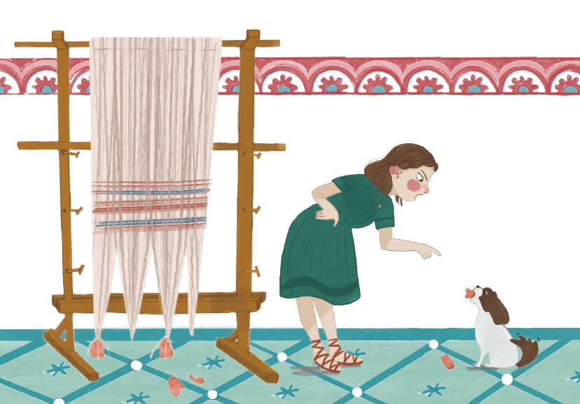 Emilia y la perrita, dos de los personajes del cuento.