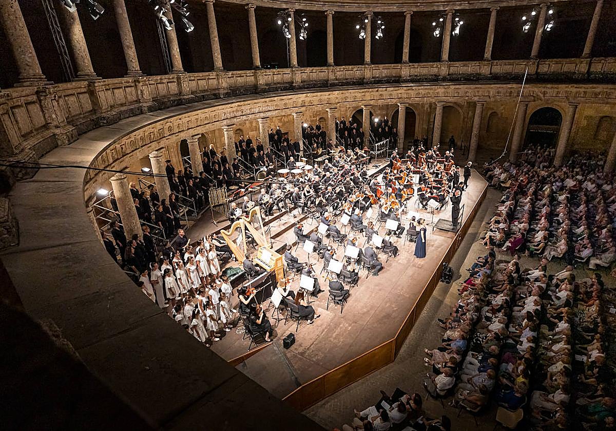 Un momento de 'Turandot', anoche en el Palacio de Carlos V.
