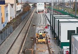 Obras del cambiador de vía en el Cerrillo de Maracena.