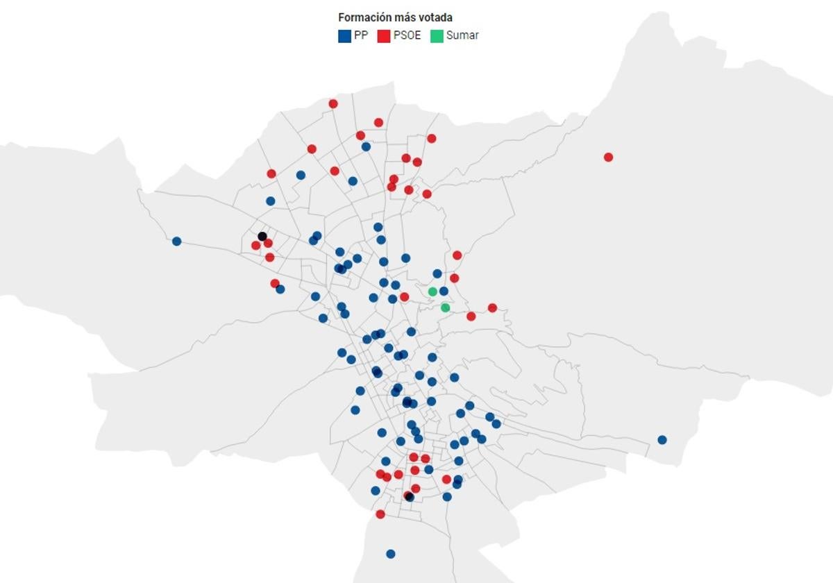 Consulta el voto en Granada calle a calle: los dos colegios en los que gana Sumar