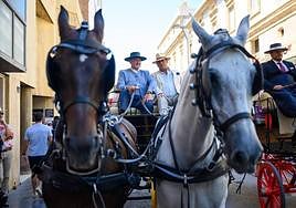 Carruajes y caballos durante la Feria de Almería.