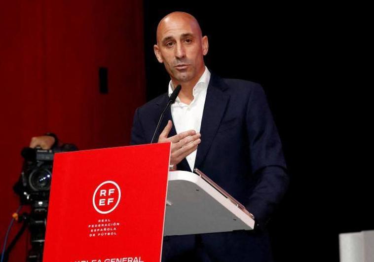 Luis Rubiales, durante la asamblea extraordinaria de la RFEF.