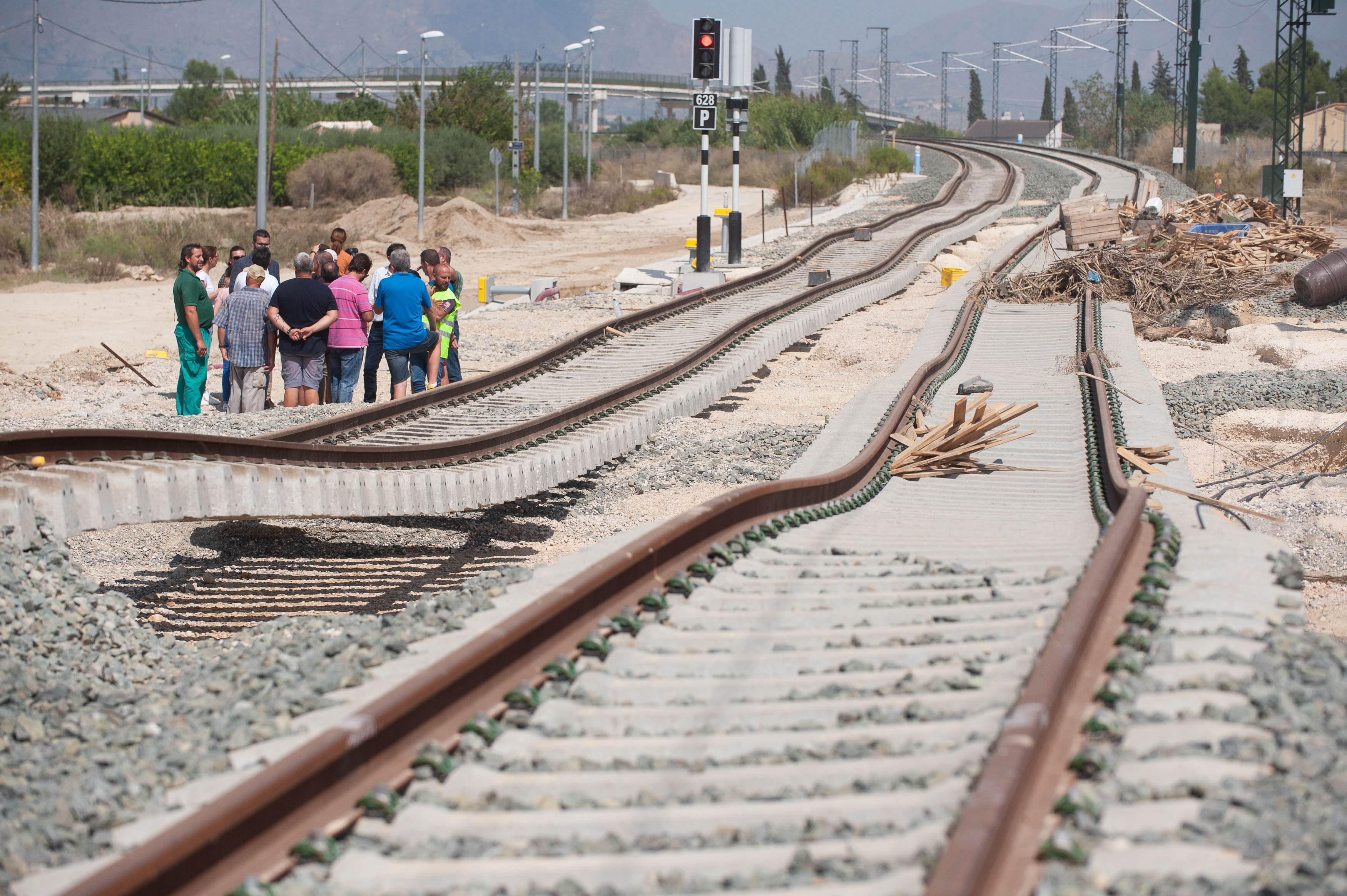 Estado en el que quedaron las vías del tren a su paso por Murcia efectos de las lluvias