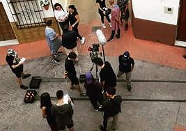 Rodaje del cortometraje en las calles de la localidad.