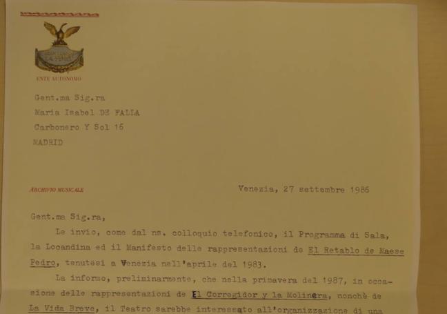 La primera carta remitida por Paolo Pinamonti a Isabel Falla, en 1986.