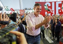 El secretario general del PSOE y presidente del Gobierno en funciones, Pedro Sánchez, durante el mitin de partido en La Rinconada este pasado sábado.