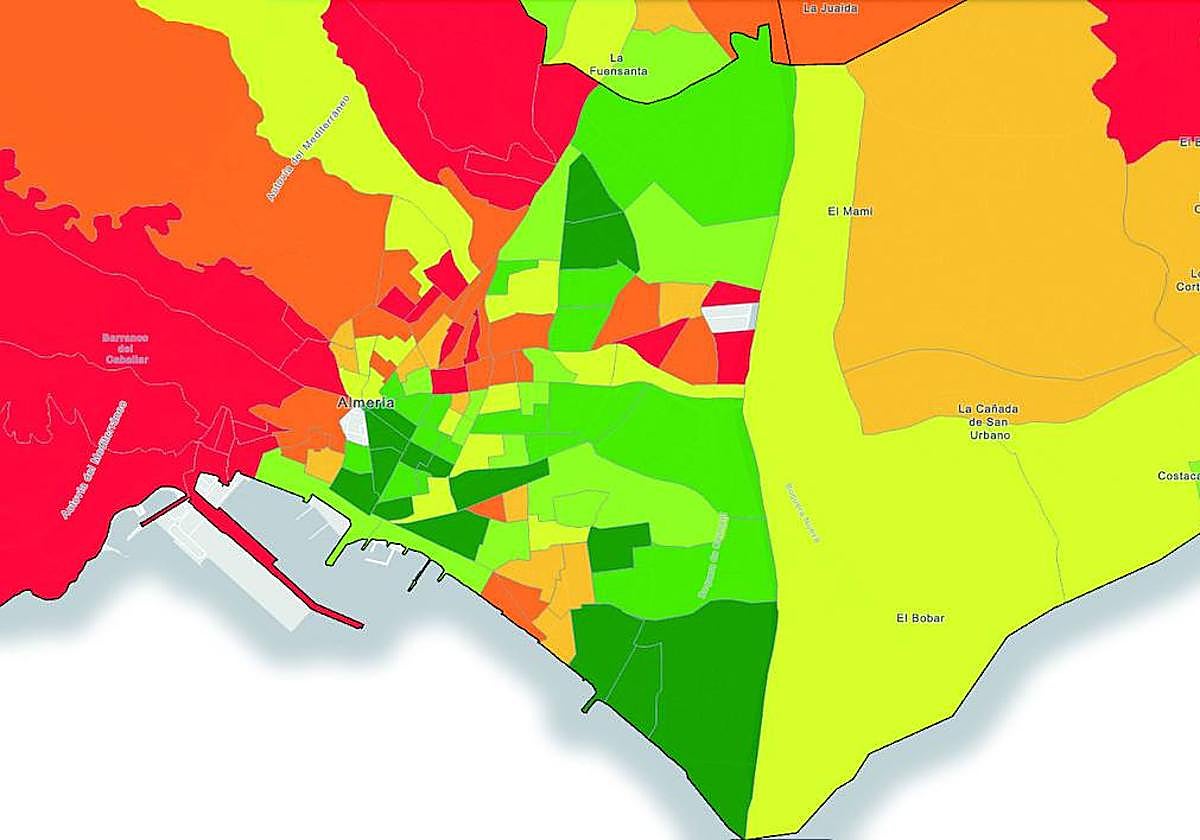 Los hogares con mayores rentas de Almería, en la Vega de Acá y Nueva Almería
