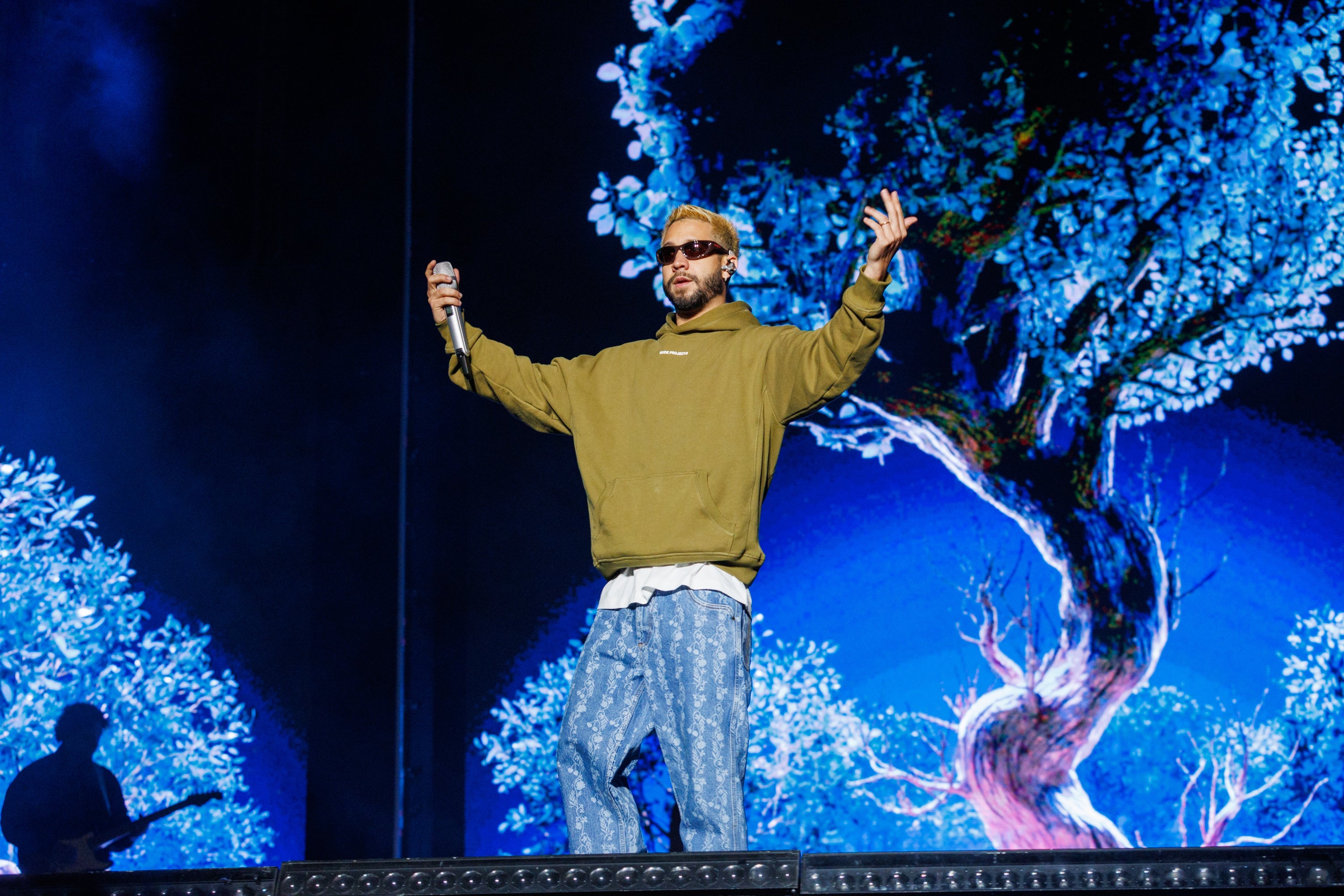 Mora, durante el concierto en la plaza de toros de Granada.