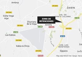 Zona del atasco, en Armilla.