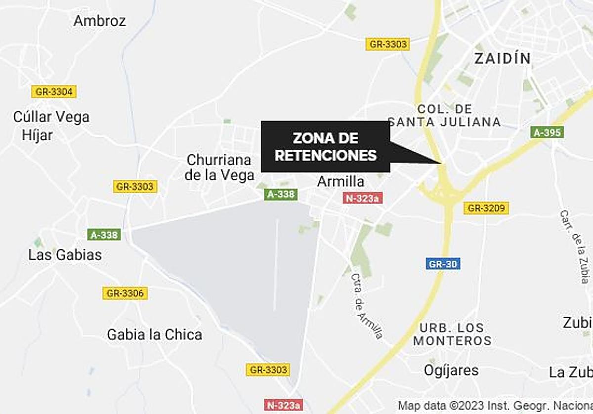 Zona del atasco, en Armilla.