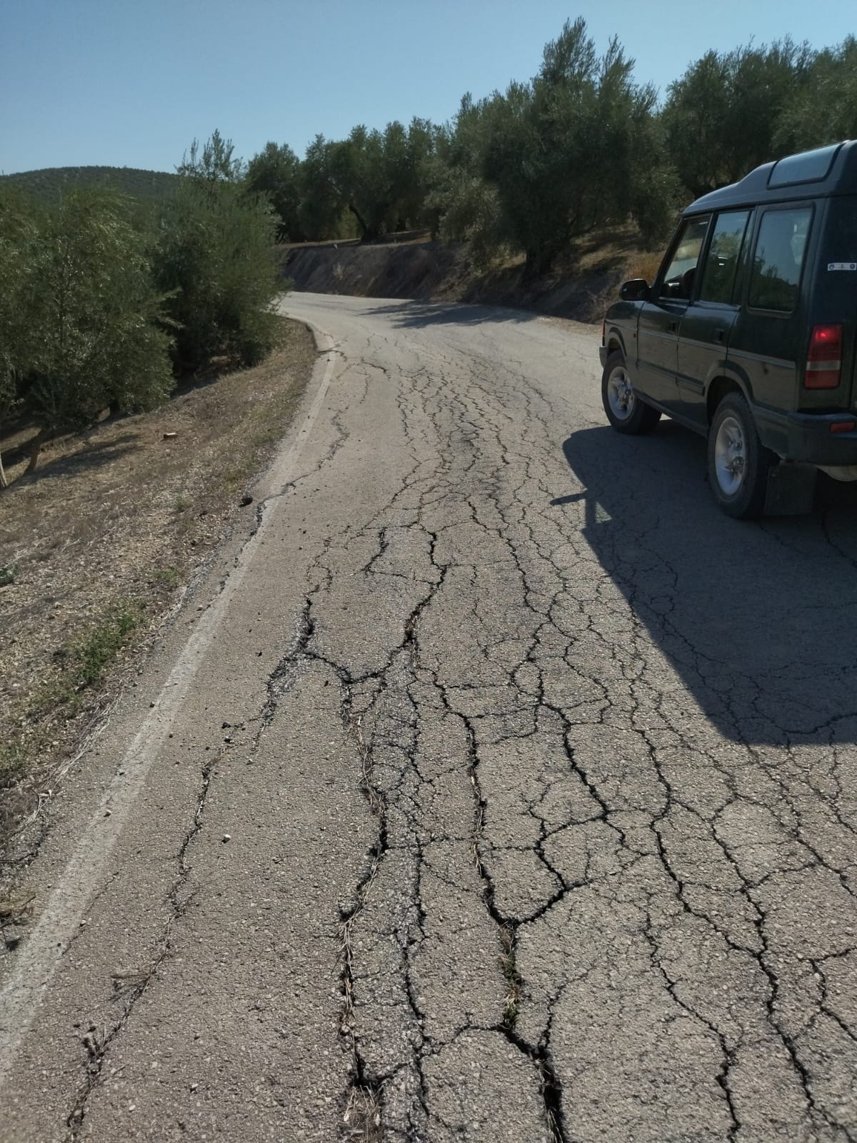 Estado de la JV-3130 que une Torreperogil con Jódar.