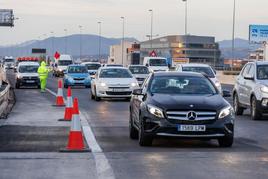 Hundimiento de la autovía este miércoles.