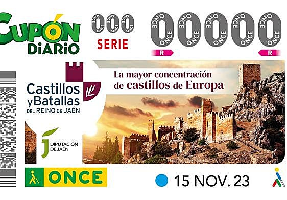 Imagen del cupón donde aparecen castillos de la provincia de Jaén.