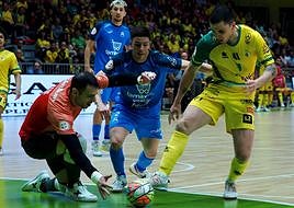 Jugada en el partido entre Jaén FS y Alzira.