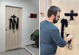 Pintada en la puerta de la sede del PSOE de Almería.