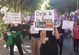 Carteles portados por algunas de las manifestantes.