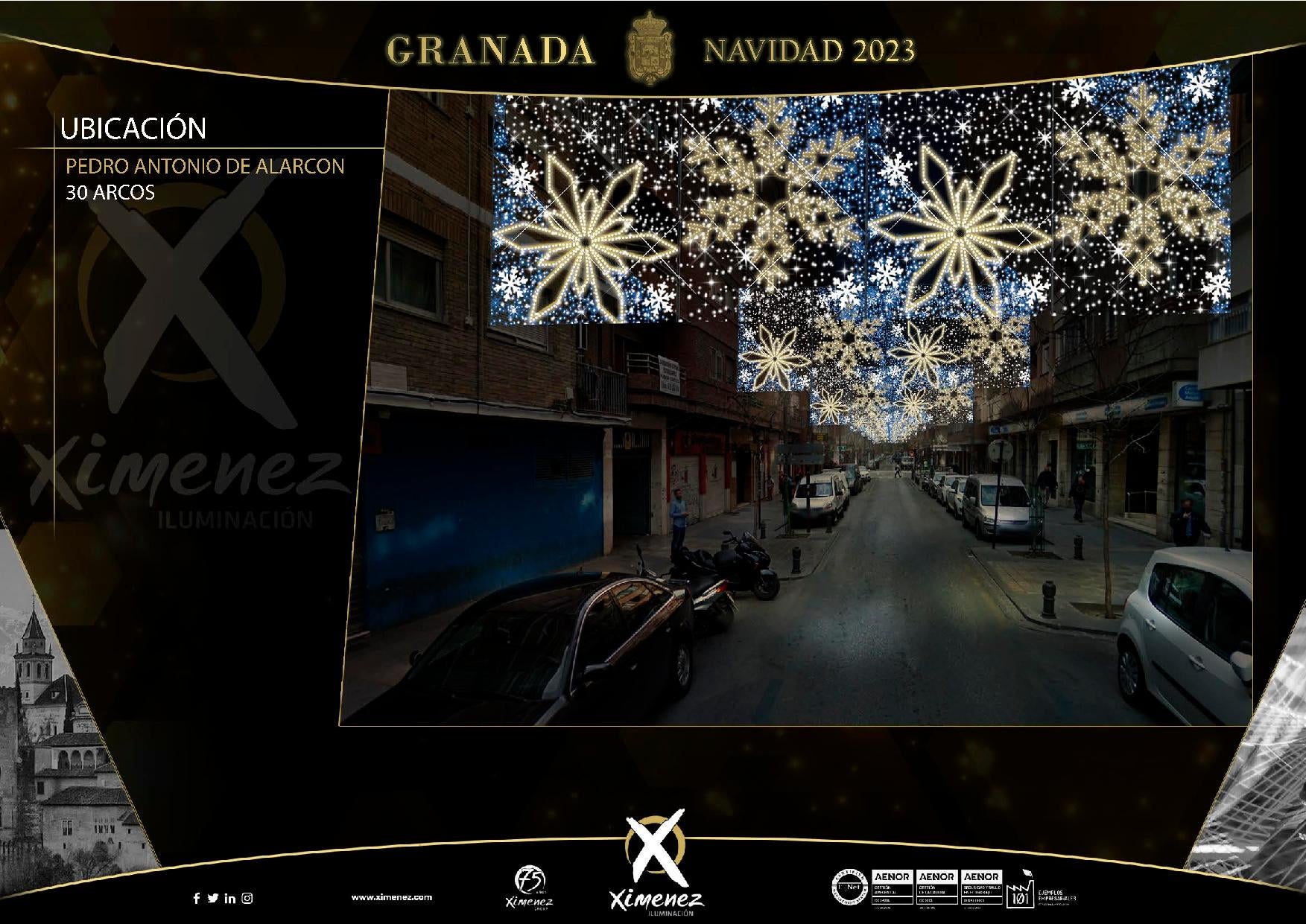 Así van a quedar las luces de Navidad de Granada, calle a calle