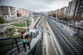 Las vías del tren, a la altura del barrio de la Rosaleda.