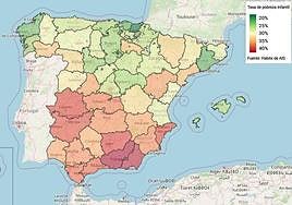 Mapa de pobreza infantil.