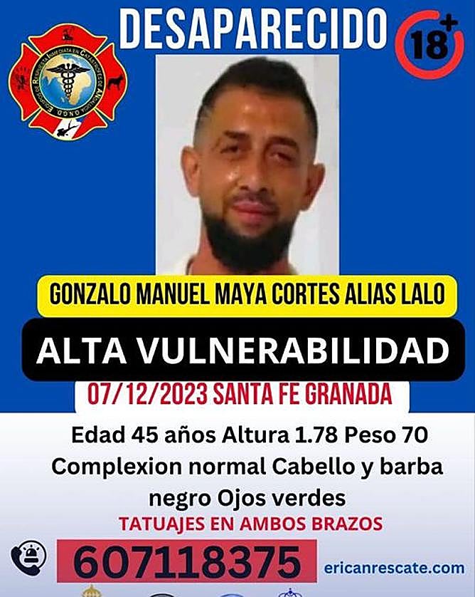 Cartel difundido para dar con Gonzalo Manuel.