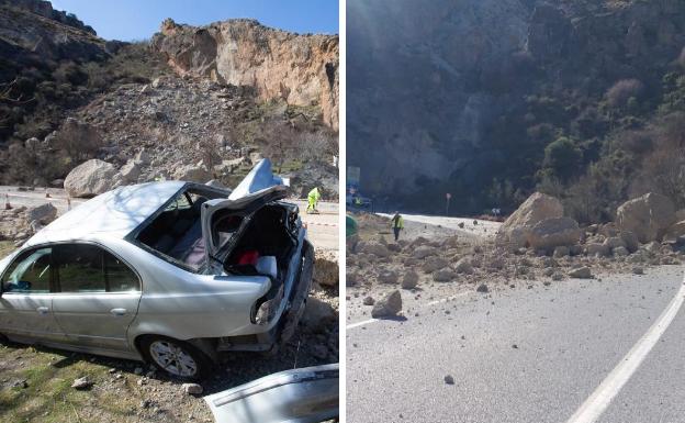 Un desprendimiento de piedras obliga a cortar la Carretera de la Sierra.