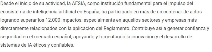 Este fragmento pertenece a la misma nota de prensa difundida en agosto en la web de la Aesia.