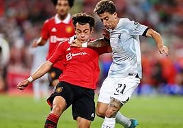 Facundo Pellistri, durante un amistoso de pretemporada contra el Liverpool.