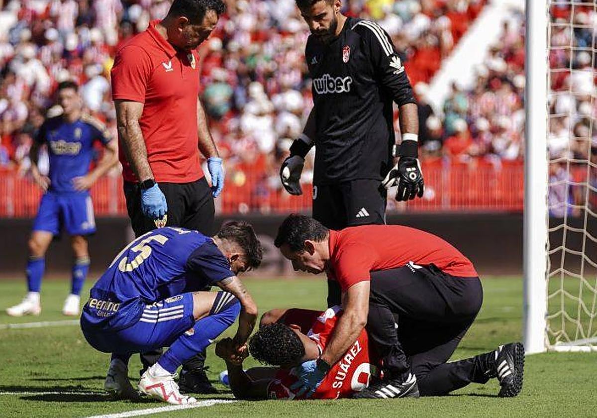 Luis Suárez el día que se lesionó.