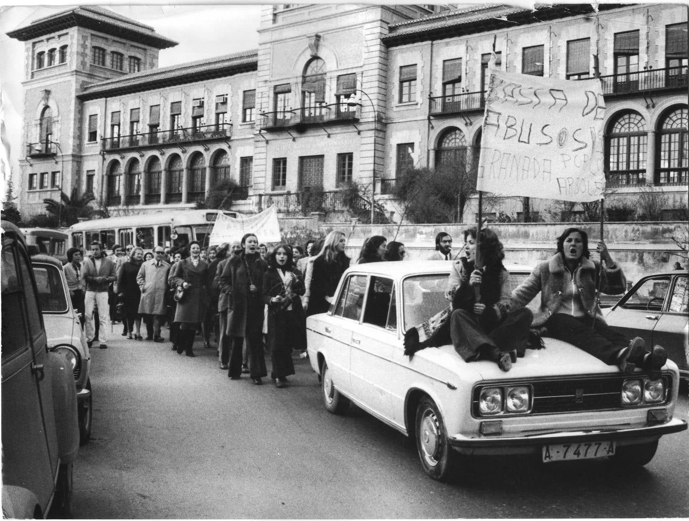 Una de las protestas en contra de la tala en enero de 1974