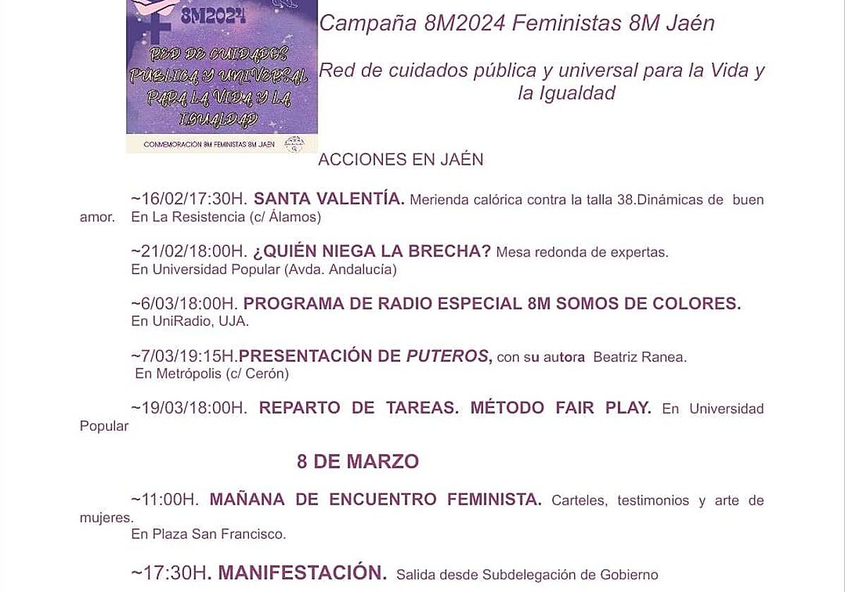 Programa de acciones Feministas 8M.