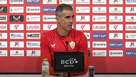 Garitano en la rueda de prensa previa al partido del lunes.
