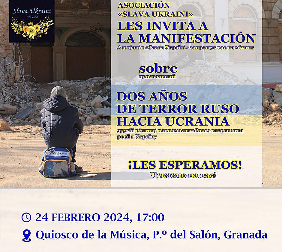 Convocada una manifestación en apoyo a Ucrania este sábado en Granada