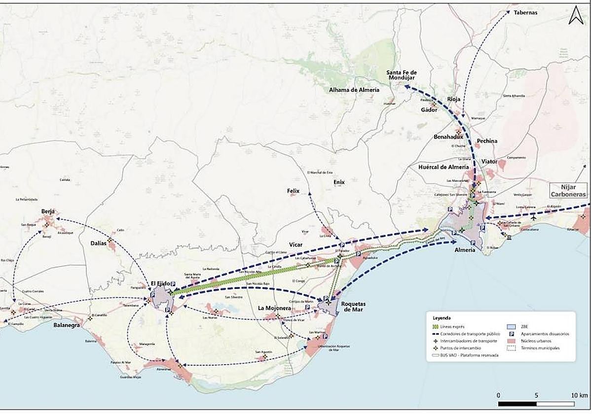 El Área Metropolitana de Almería produce casi 1,5 millones de viajes diarios