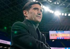 Marcelino García Toral, antes del partido del Villarreal contra la Real Sociedad de la pasada jornada.