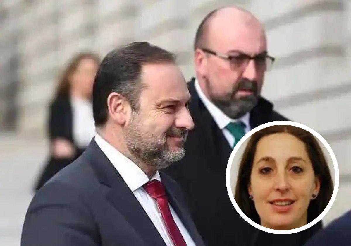 Koldo García Izaguirre, junto a José Luis Ábalos. En detalle: Patricia Uriz, mujer de Koldo contratada por una empresa de Freila.