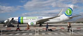 El primer avión de Transavia, que llegó a Granada en octubre de 2007.