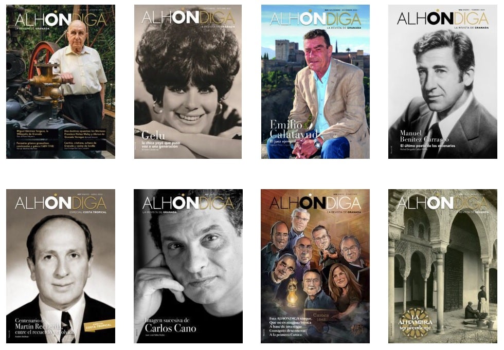 Algunas portadas de la revista Alhóndiga.