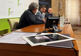 Presentación de la colección de laminas con Cristóbal Tornero, Paco Reyes y Pedro Salcedo.