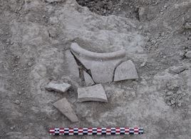 Restos de cerámica hallada durante las excavaciones.