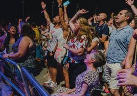 Público disfrutando de un concierto, de archivo.